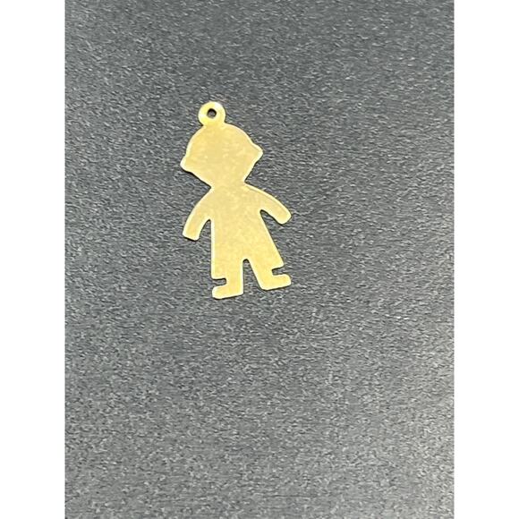 Vintage Small 14K Yellow Gold BOY Kid Child Silhouette Charm Pendant .44 Grams - Picture 7 of 9